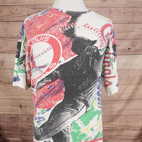 Vintage St. Louis Cardinals Shirt Single Stitch AOP Baseball All Over Print 90s - Picture 1 of 14
